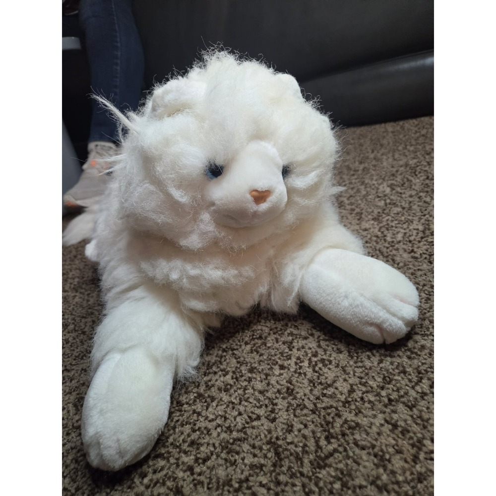 Floppy Friends Mervyns White Persian Cat Plush Stuffed Animal Blue Eyes 16 inch